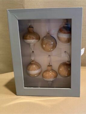 Neutral Tan and White Wood Small  Holiday Ornament Set by Sugar Paper for Targe